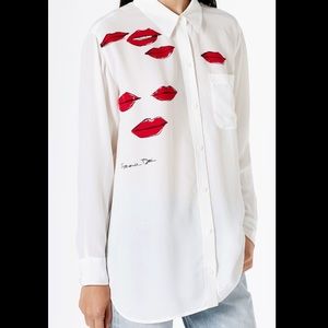 lips print blouse